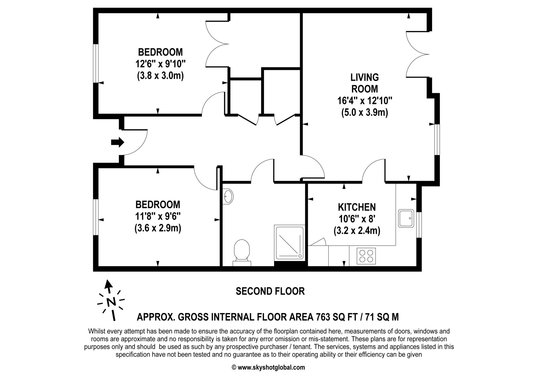 Floorplan - 2 Bedroom Apartment, Blake Court – Grange Park
