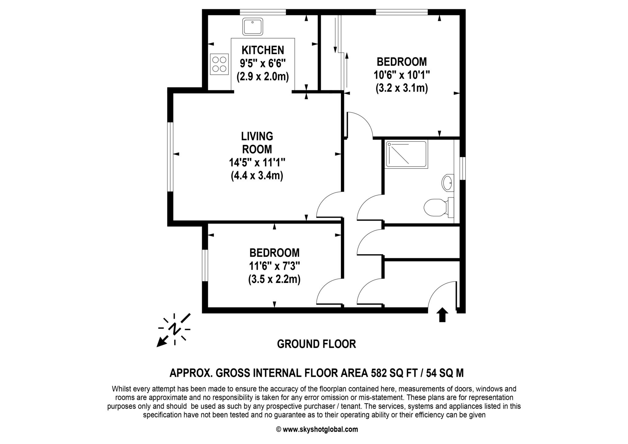 Floorplan - 2 Bedroom Apartment, Pitson Close – Addlestone