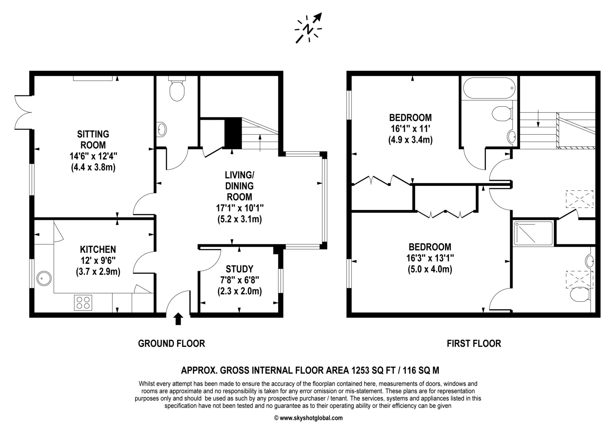 Floorplan - 2 Bedroom Semi-Detached, White Lion Place – Cobham