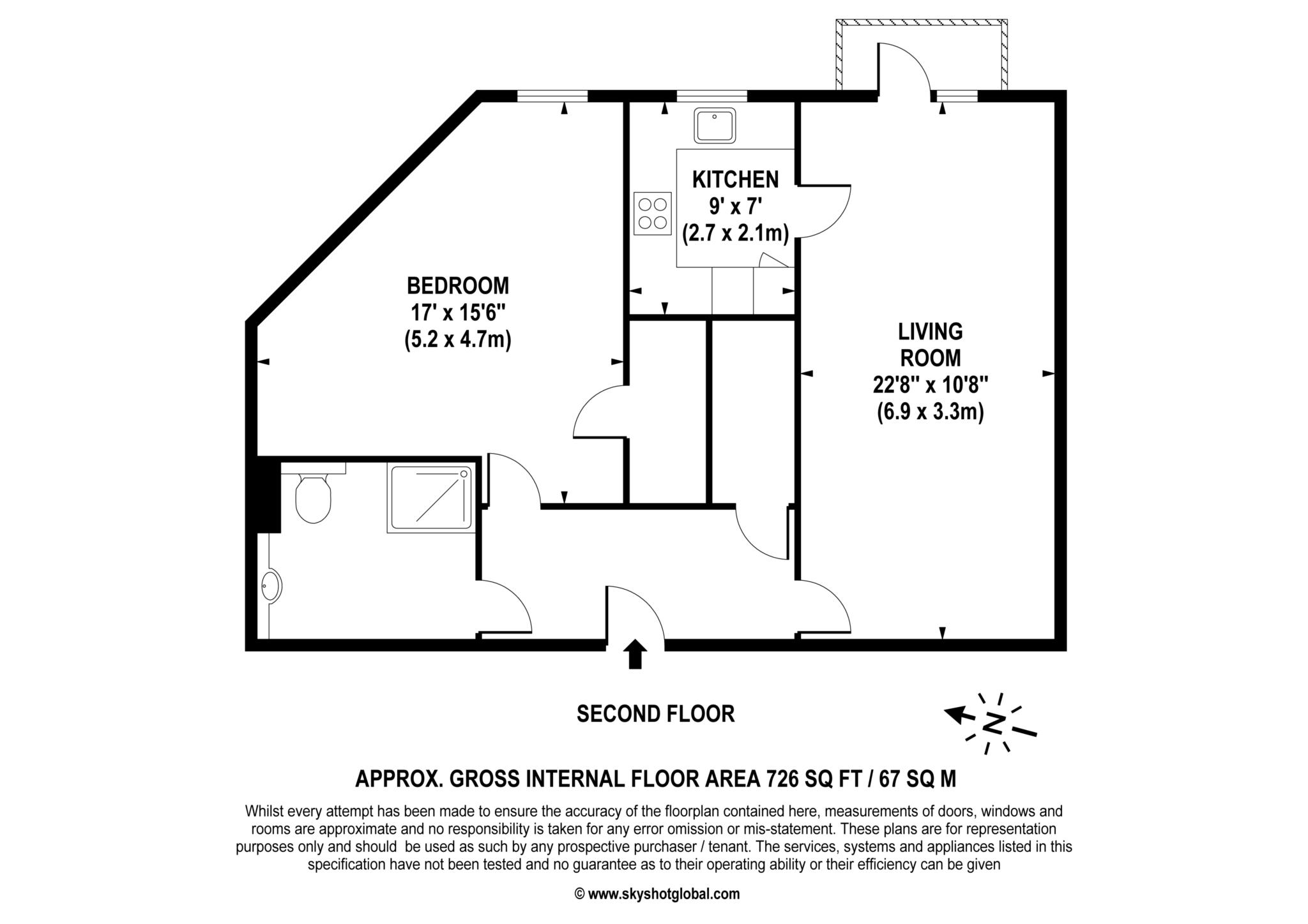 Floorplan - 1 Bedroom Apartment, The Clockhouse – Guildford