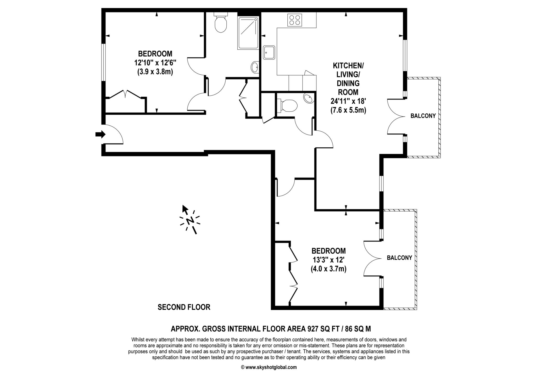 Floorplan - 2 Bedroom Apartment, Lynwood Village – Ascot