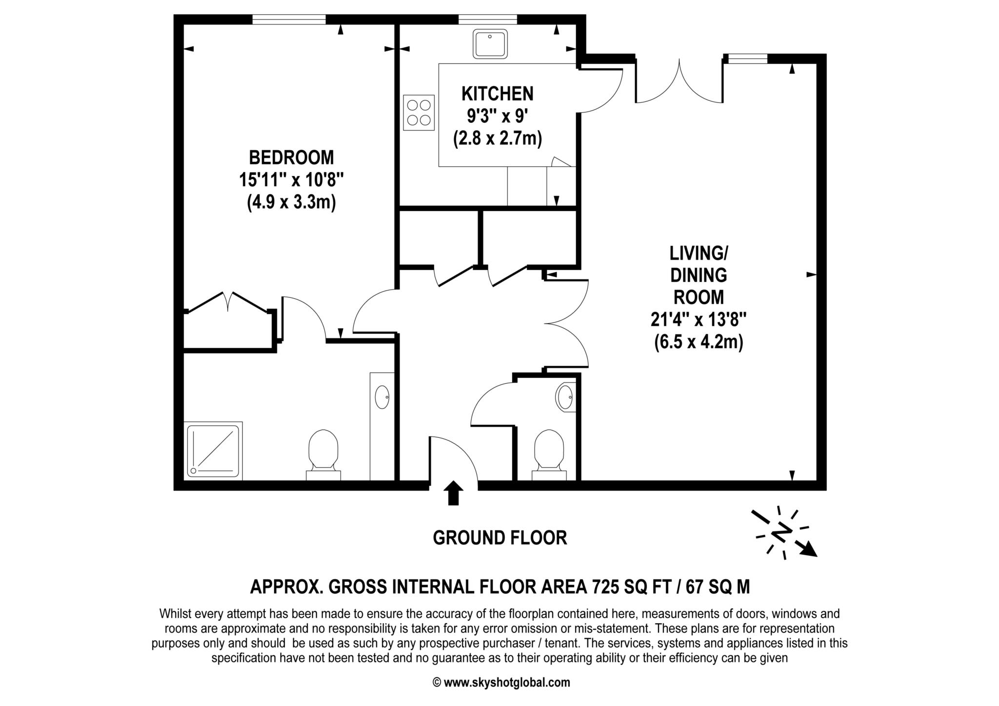Floorplan - 1 Bedroom Apartment, Keble Court – Fleet