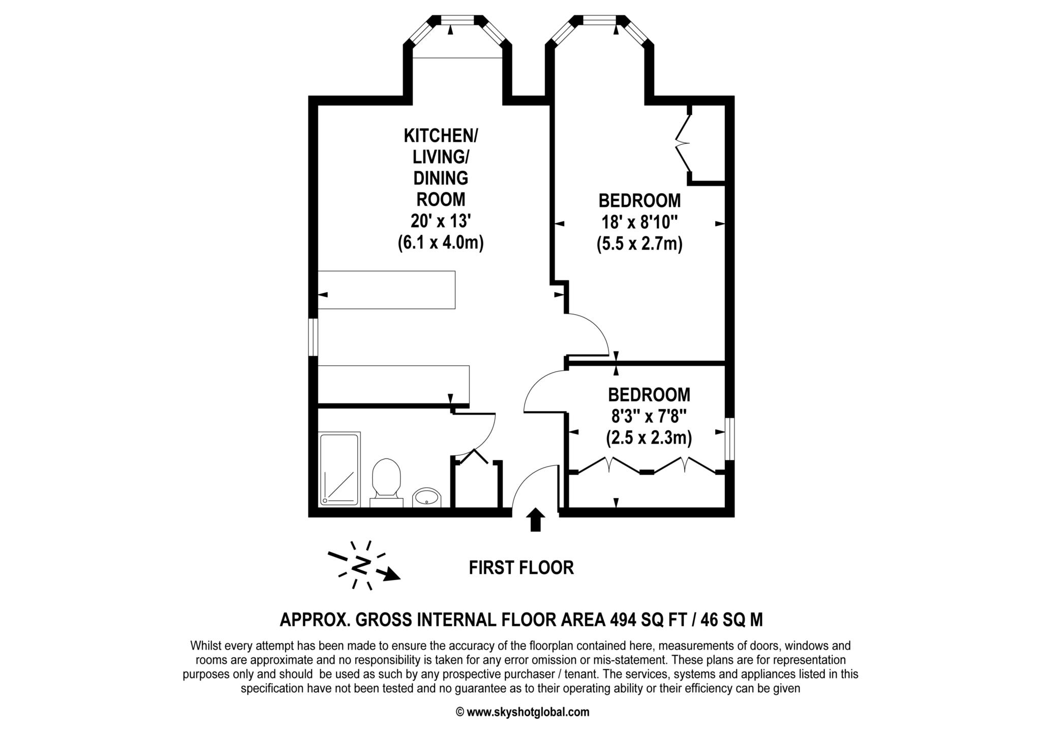 Floorplan - 2 Bedroom Apartment, Beech Court – Wimbledon