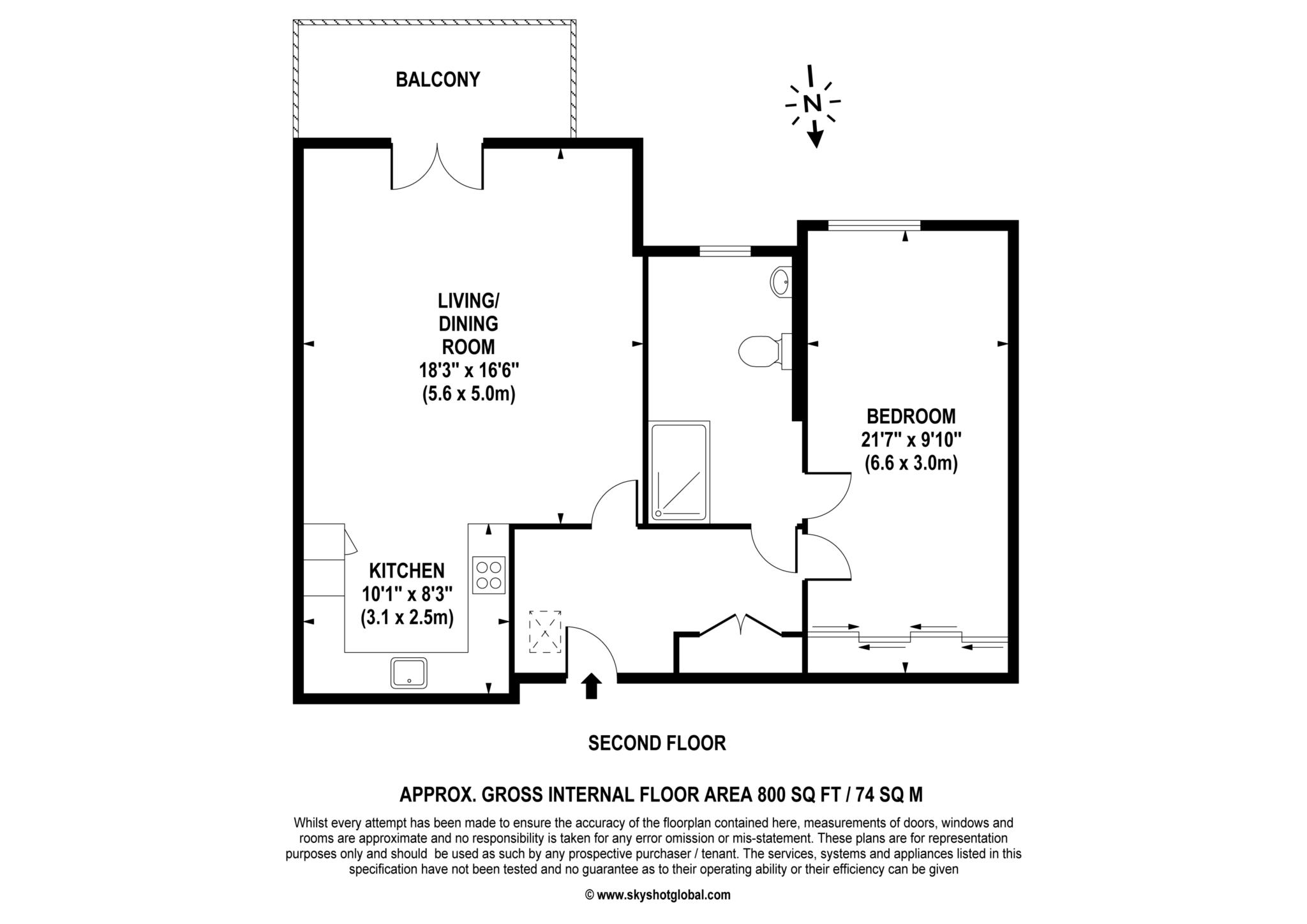 Floorplan - 1 Bedroom Apartment, Keble Court – Fleet