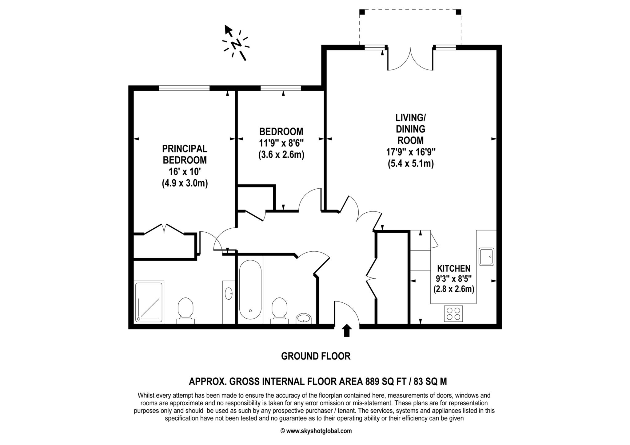 Floorplan - 2 Bedroom Apartment, Keble Court – Fleet