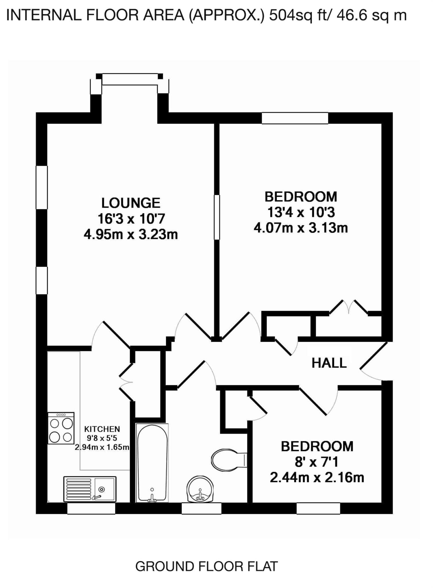 Floorplan - 2 Bedroom Apartment, Old School Close – Wimbledon