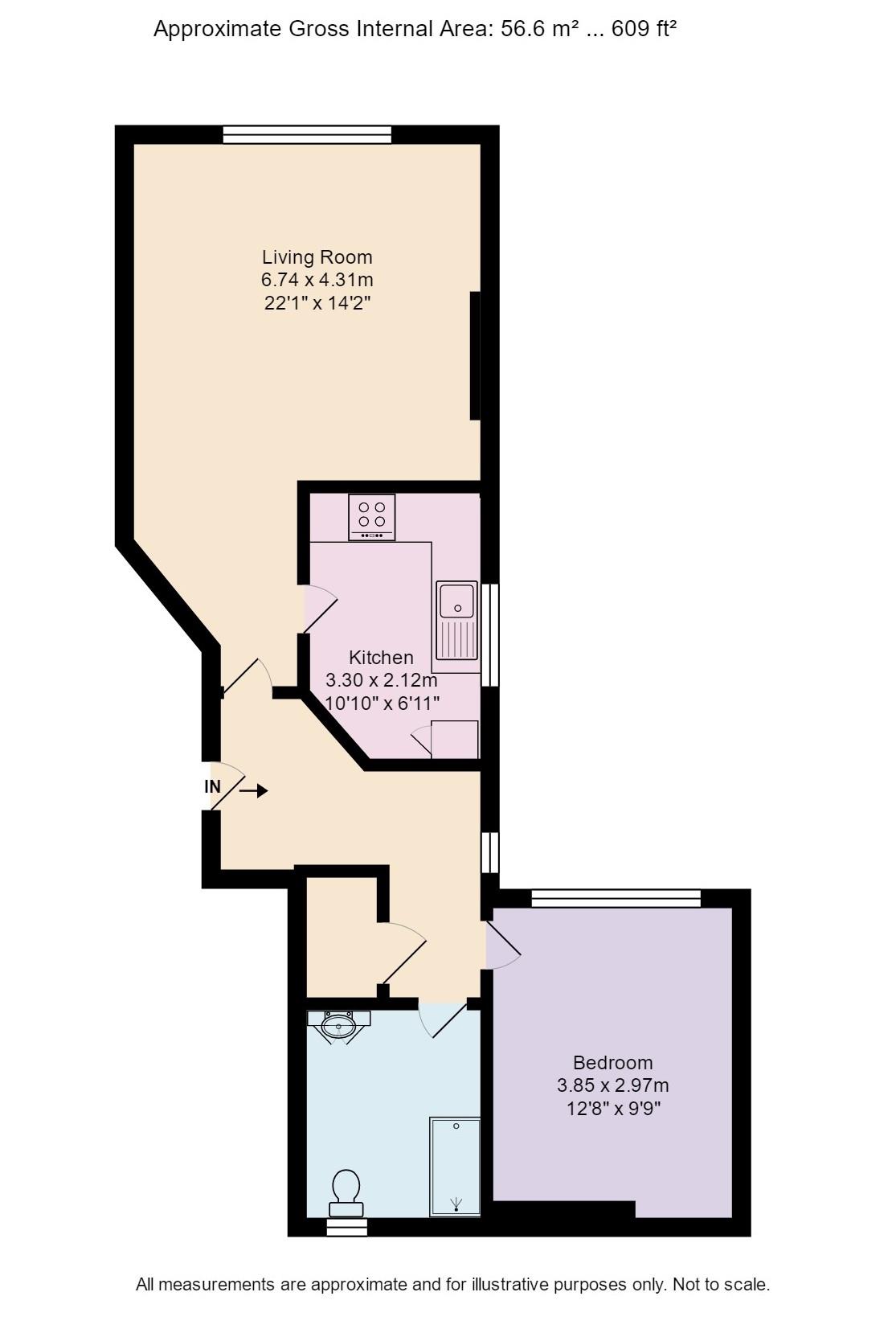 Floorplan - 1 Bedroom Apartment, Elizabeth Hart Court – Weybridge