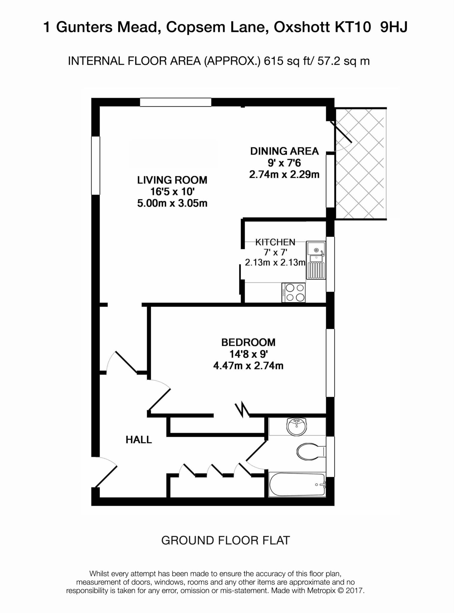 Floorplan - 1 Bedroom Apartment, Gunters Mead – Esher