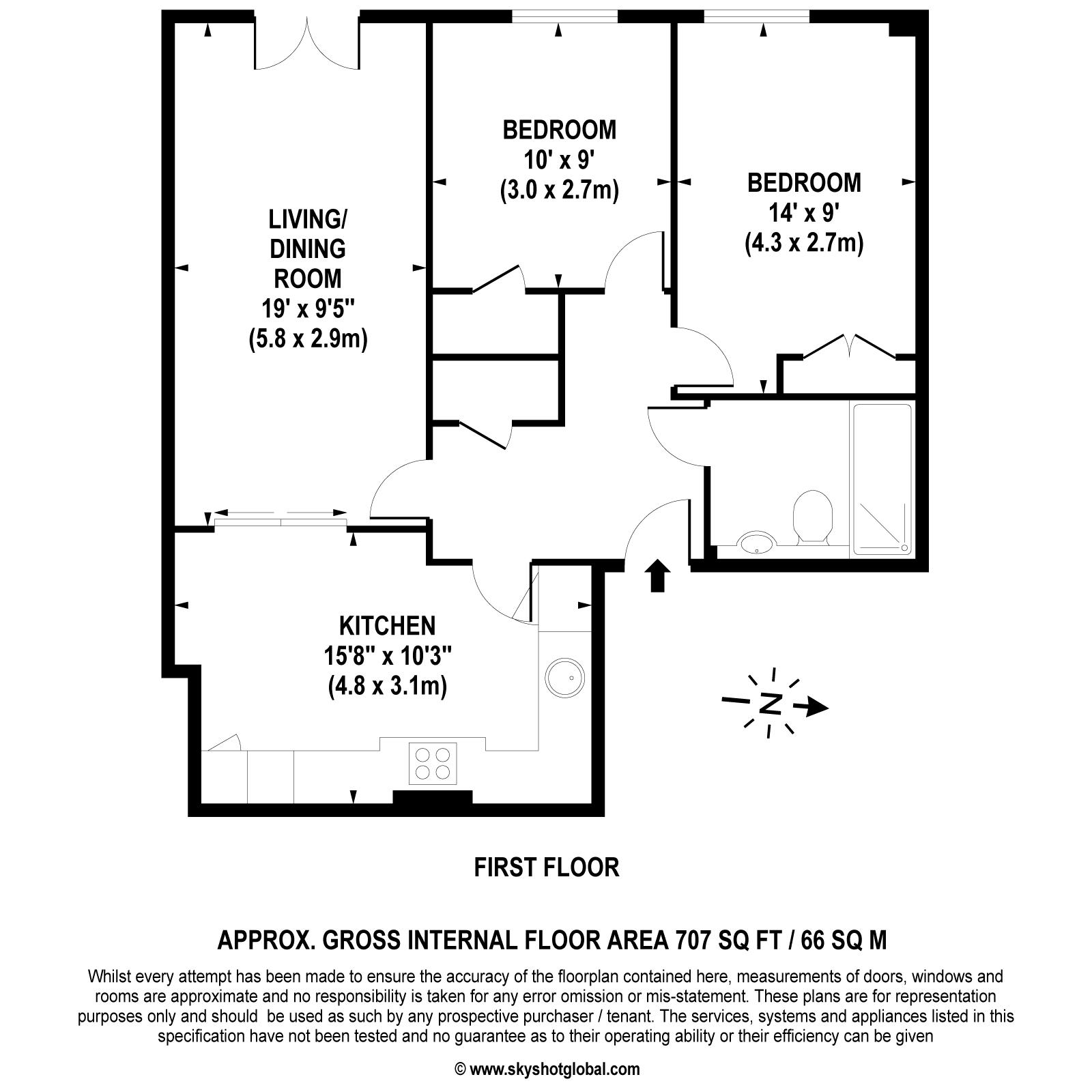 Floorplan - 2 Bedroom Apartment, Cobham Grange – Cobham