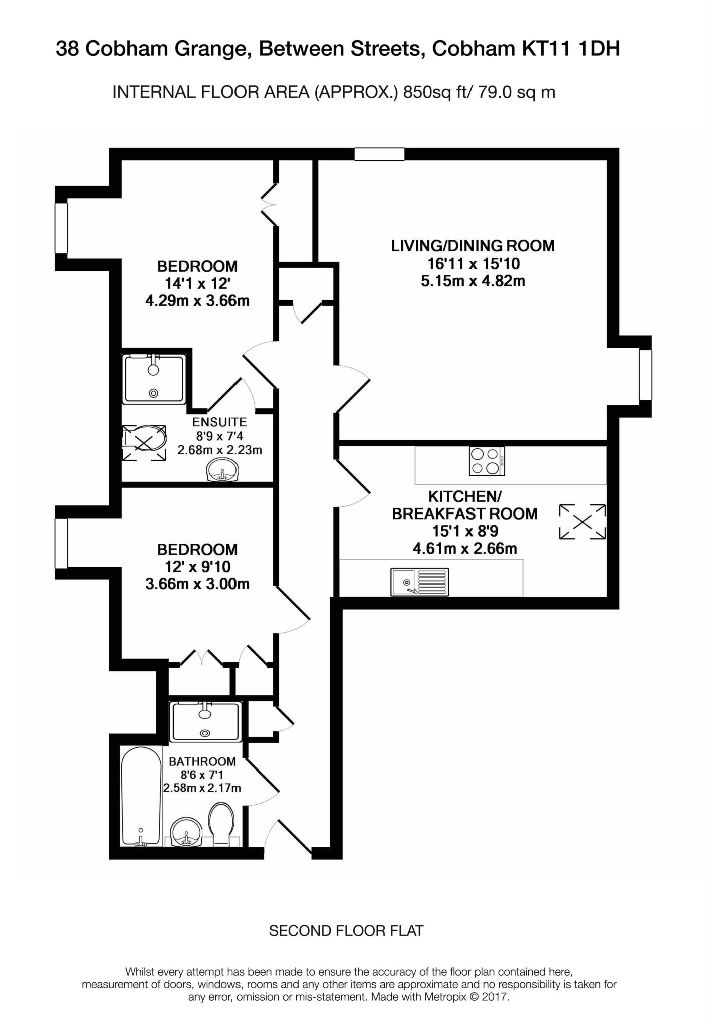 Floorplan - 2 Bedroom Apartment, Cobham Grange – Cobham