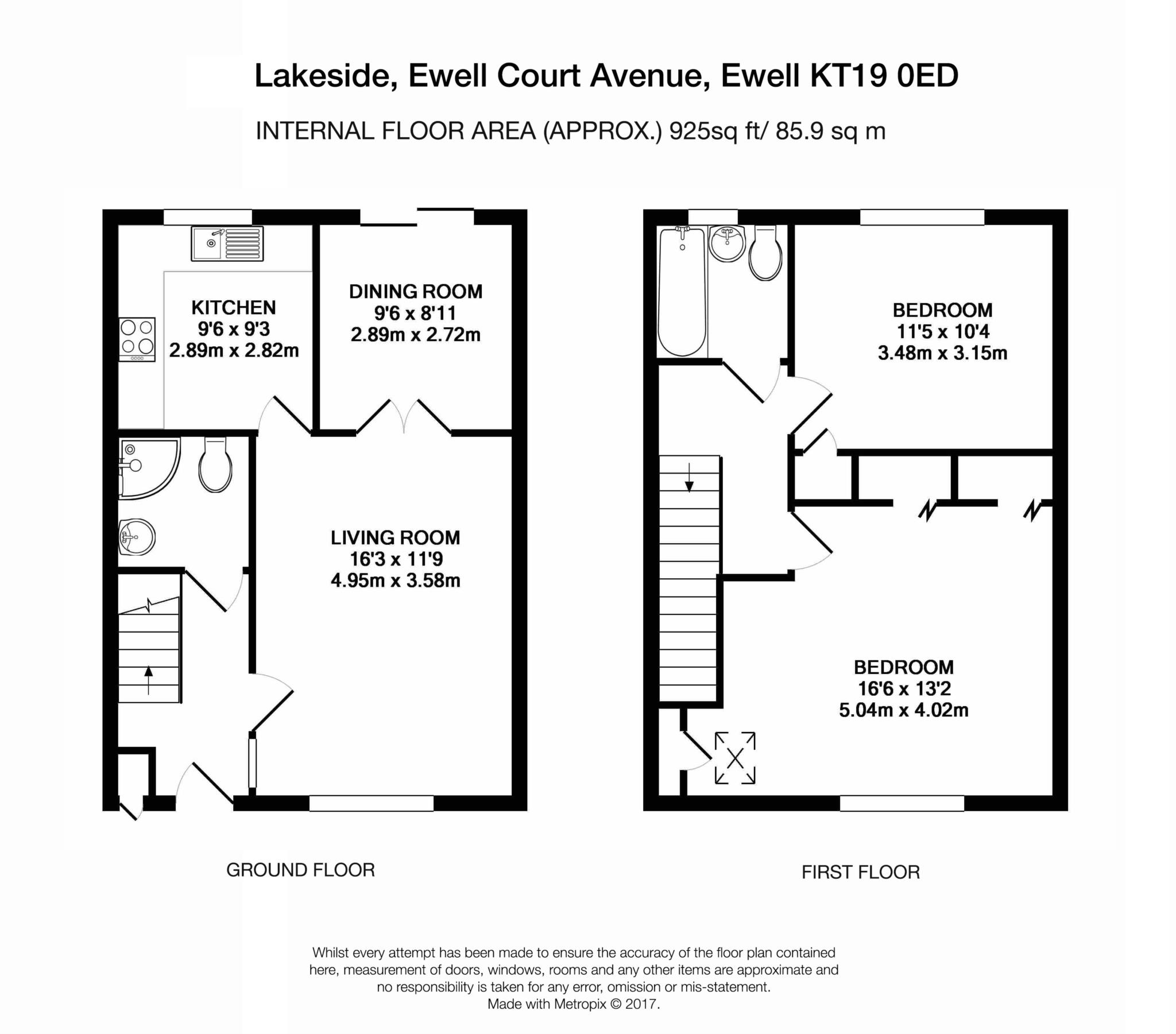 Floorplan - 2 Bedroom Terrace, Lakeside – Ewell