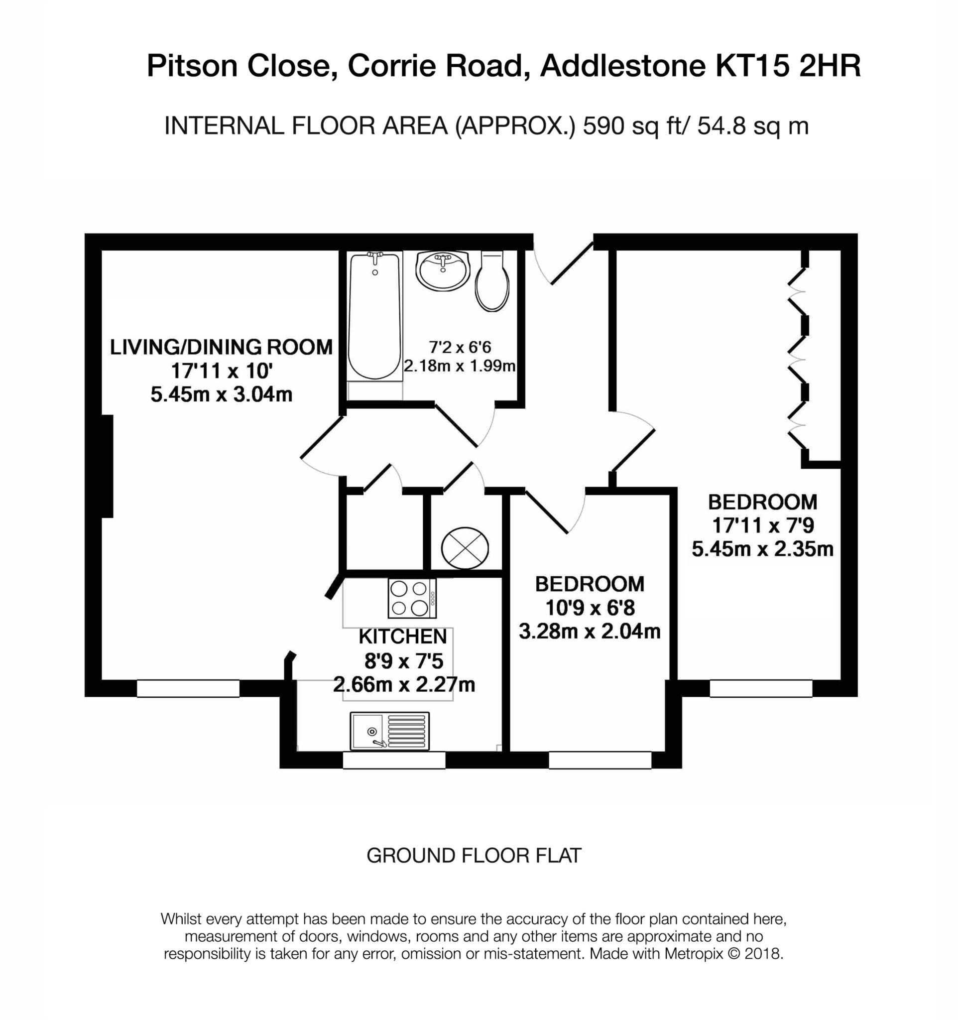 Floorplan - 2 Bedroom Apartment, Pitson Close – Addlestone