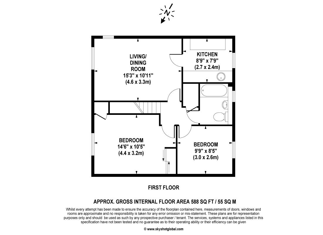 Floorplan - 2 Bedroom Apartment, Gooding Close – New Malden