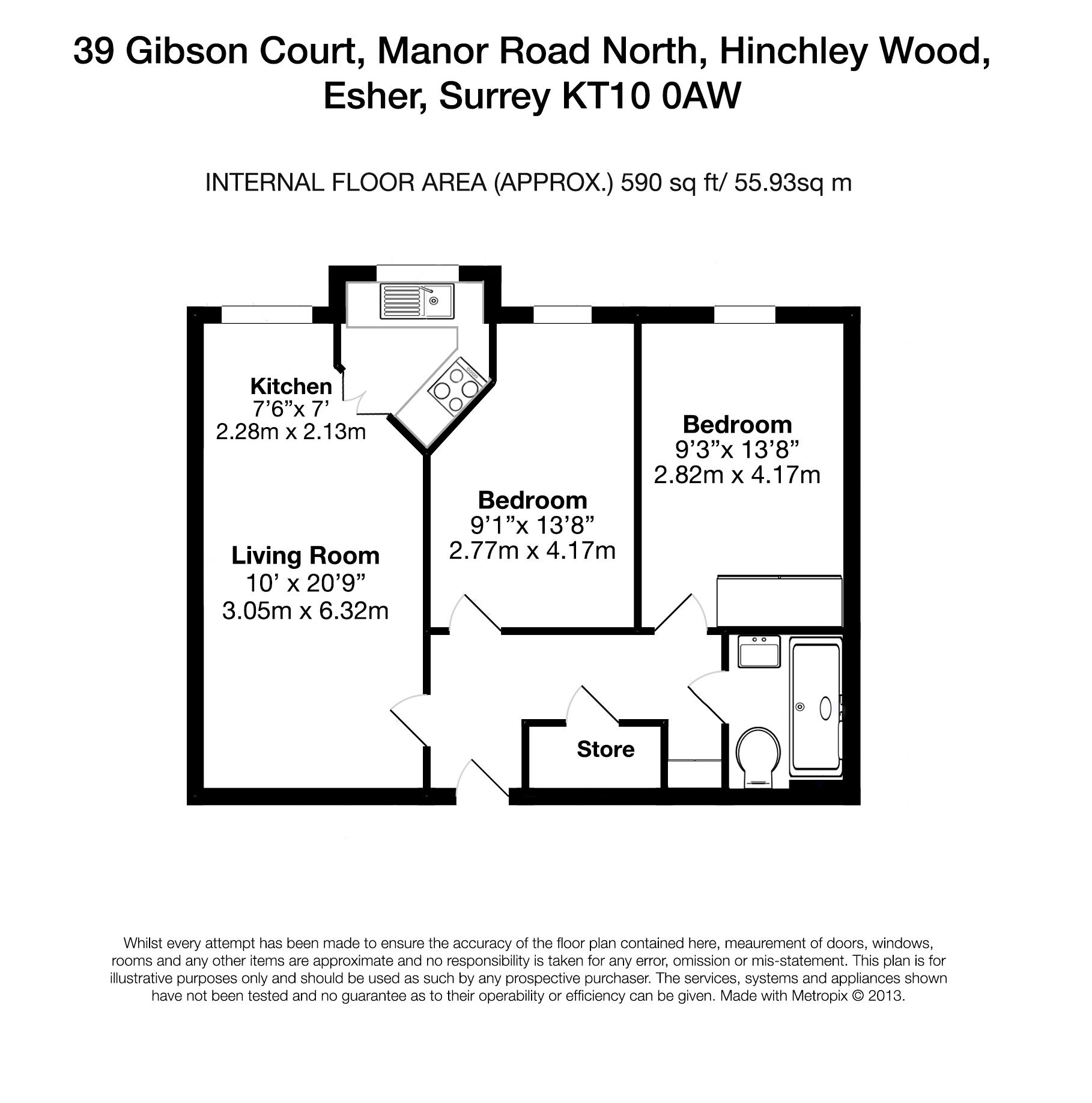 Floorplan - 2 Bedroom Apartment, Gibson Court – Hinchley Wood