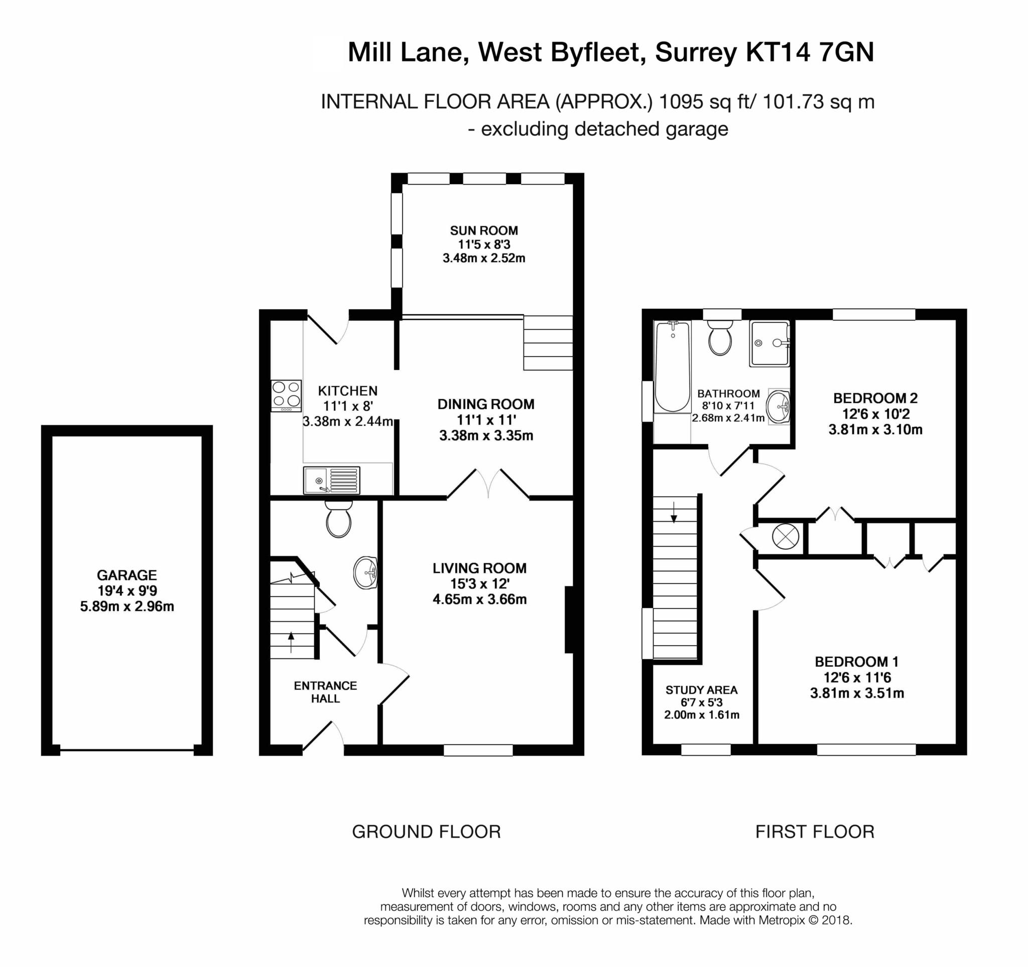 Floorplan - 2 Bedroom End Terrace, The Clock House – Byfleet