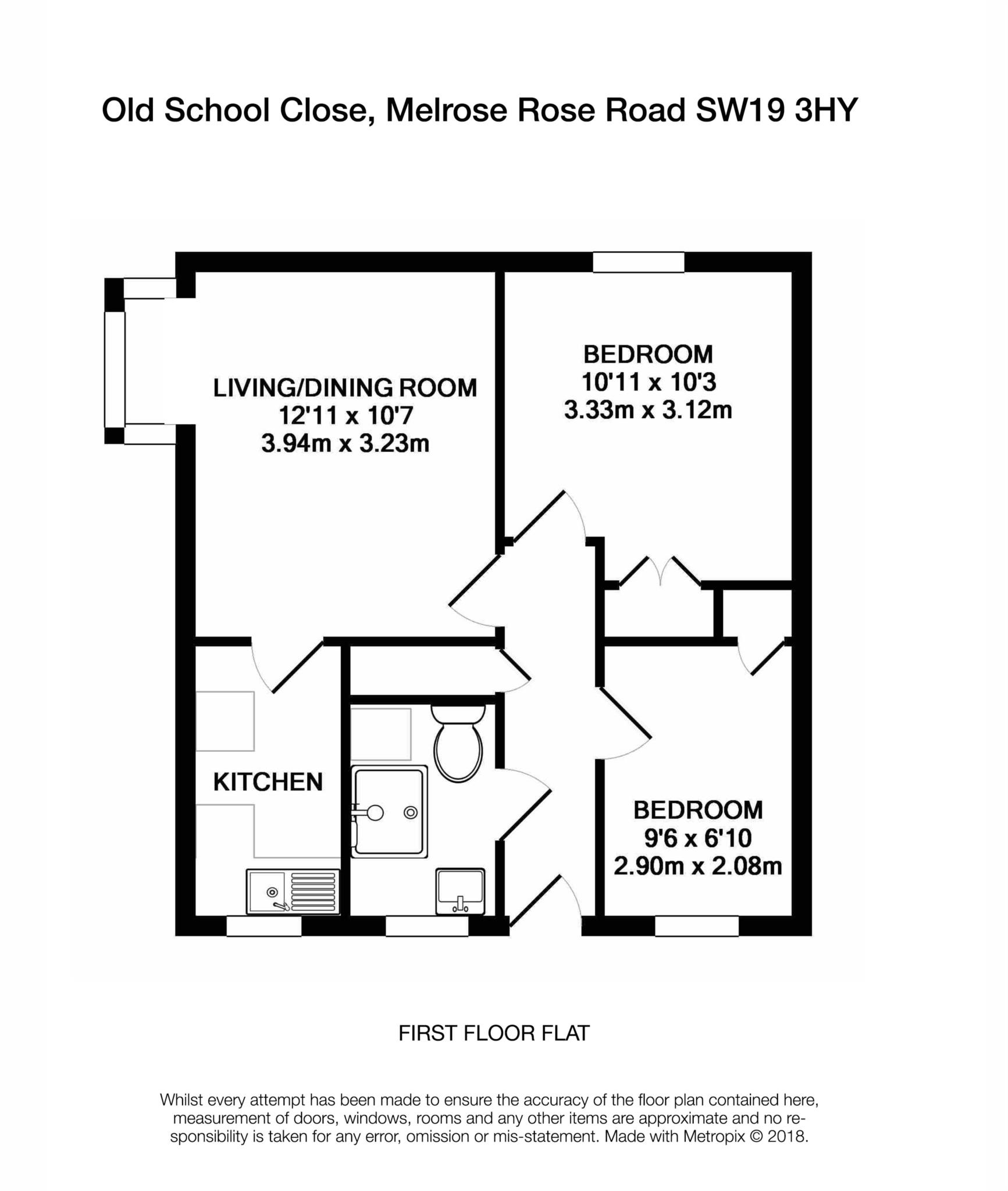 Floorplan - 2 Bedroom Apartment, Old School Close – Wimbledon