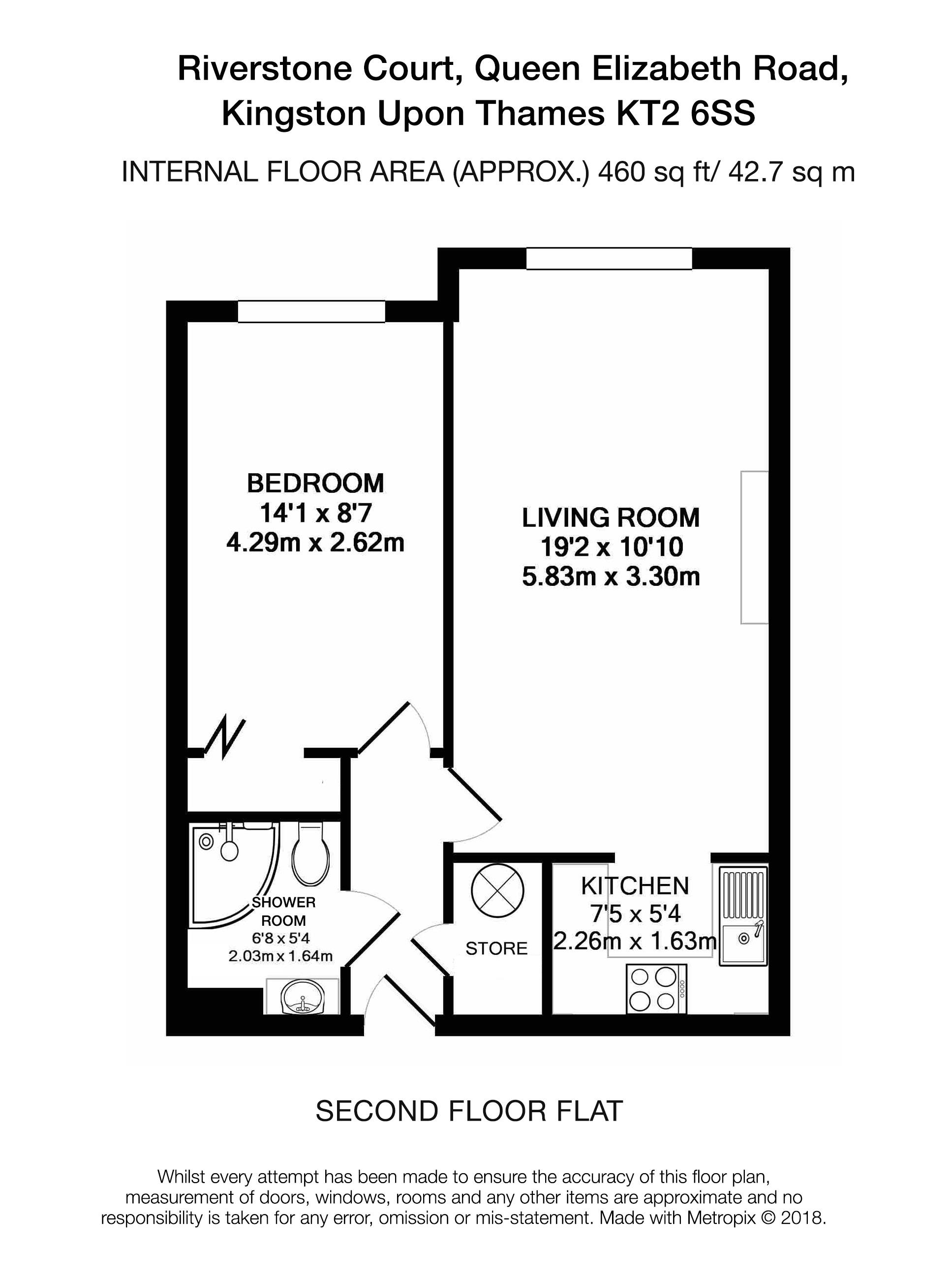 Floorplan - 1 Bedroom Apartment, Riverstone Court – Kingston