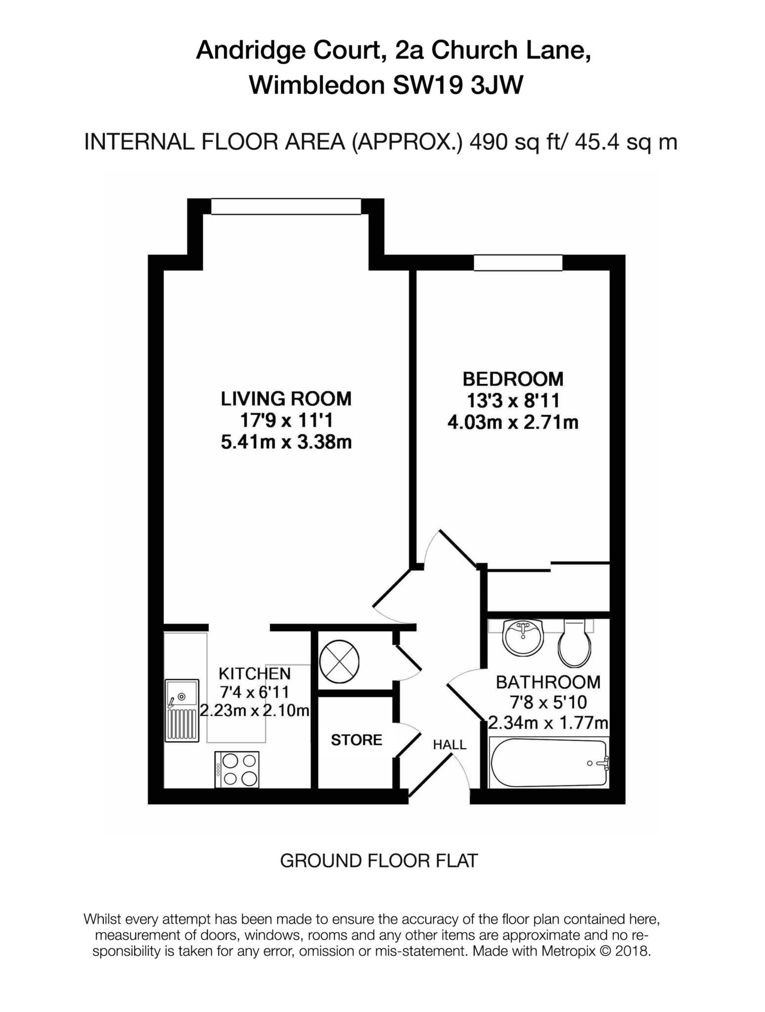 Floorplan - 1 Bedroom Apartment, Andridge Court – Wimbledon