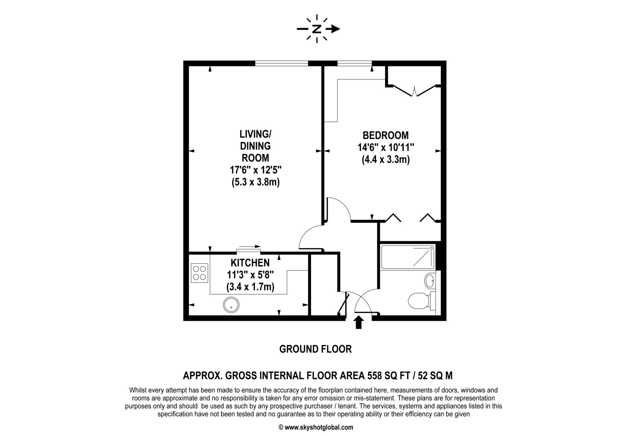 Floorplan - 1 Bedroom Apartment, Holly Court – Leatherhead