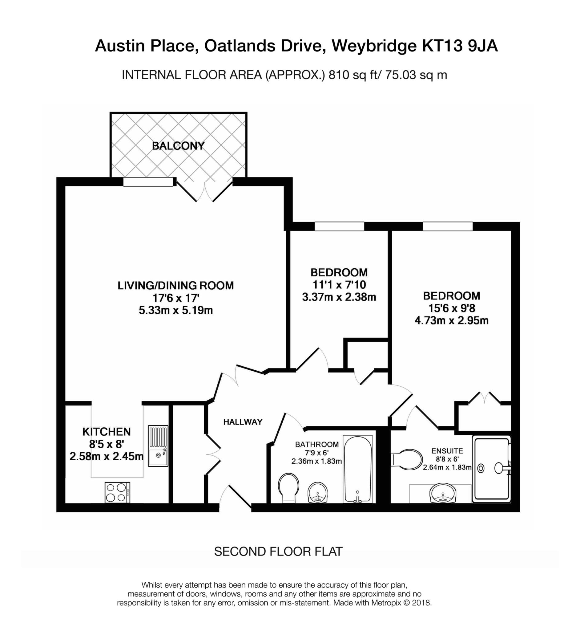 Floorplan - 2 Bedroom Apartment, Austin Place – Weybridge