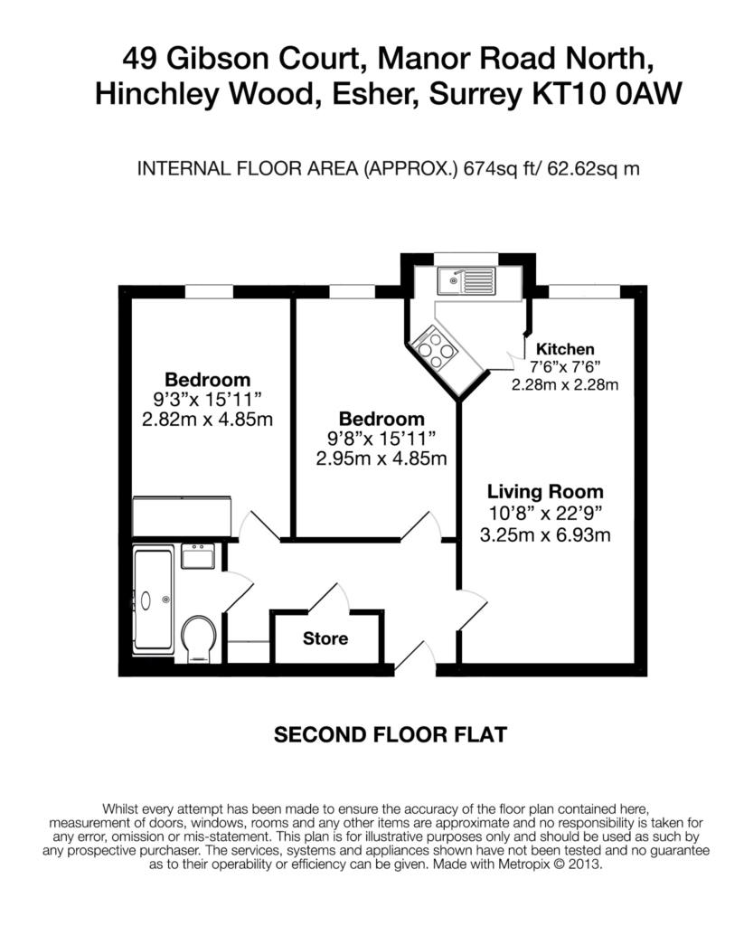 Floorplan - 2 Bedroom Apartment, Gibson Court – Hinchley Wood