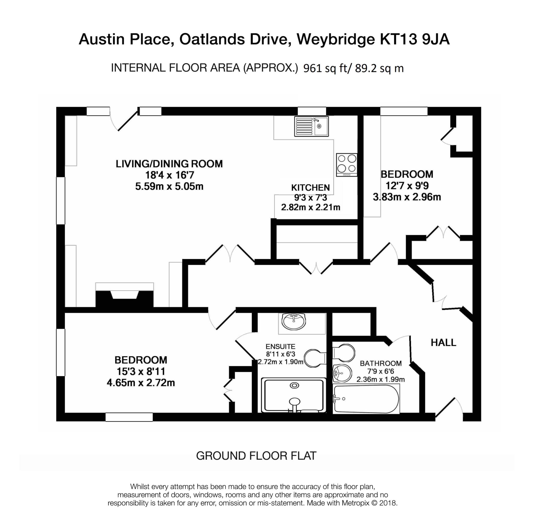 Floorplan - 2 Bedroom Apartment, Austin Place – Weybridge