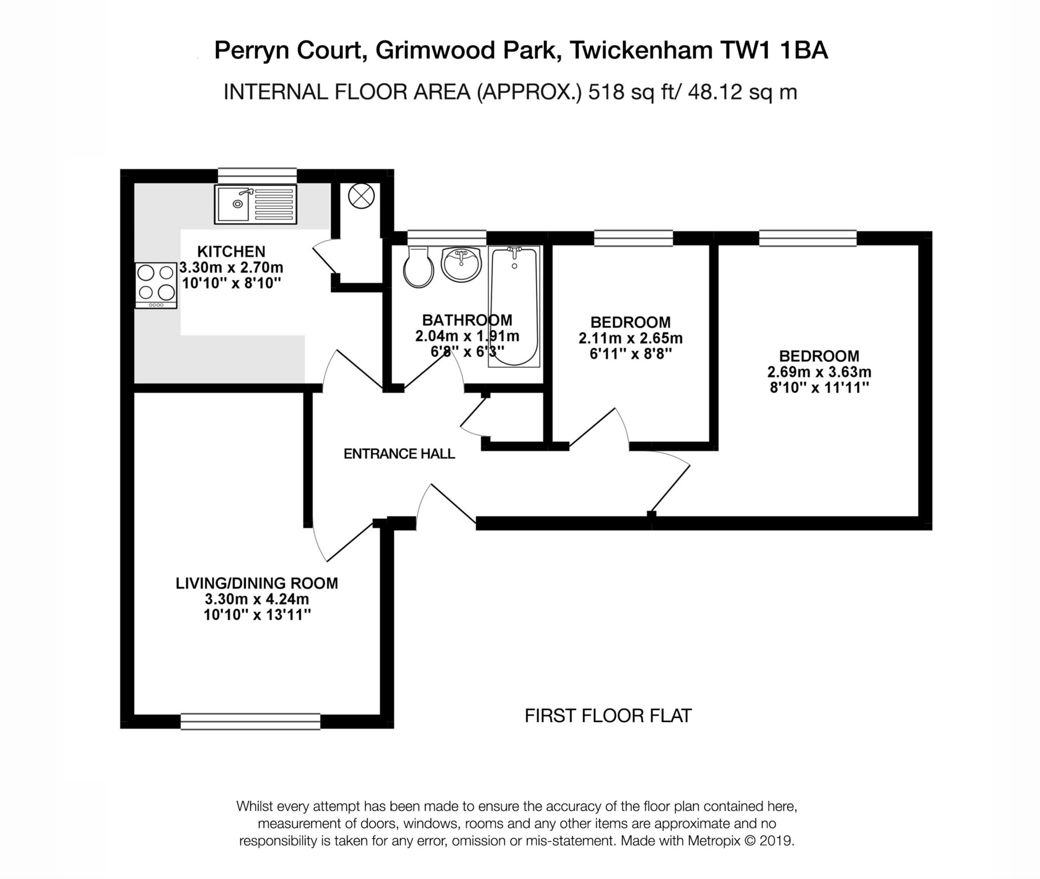 Floorplan - 2 Bedroom Apartment, Perryn Court – Twickenham