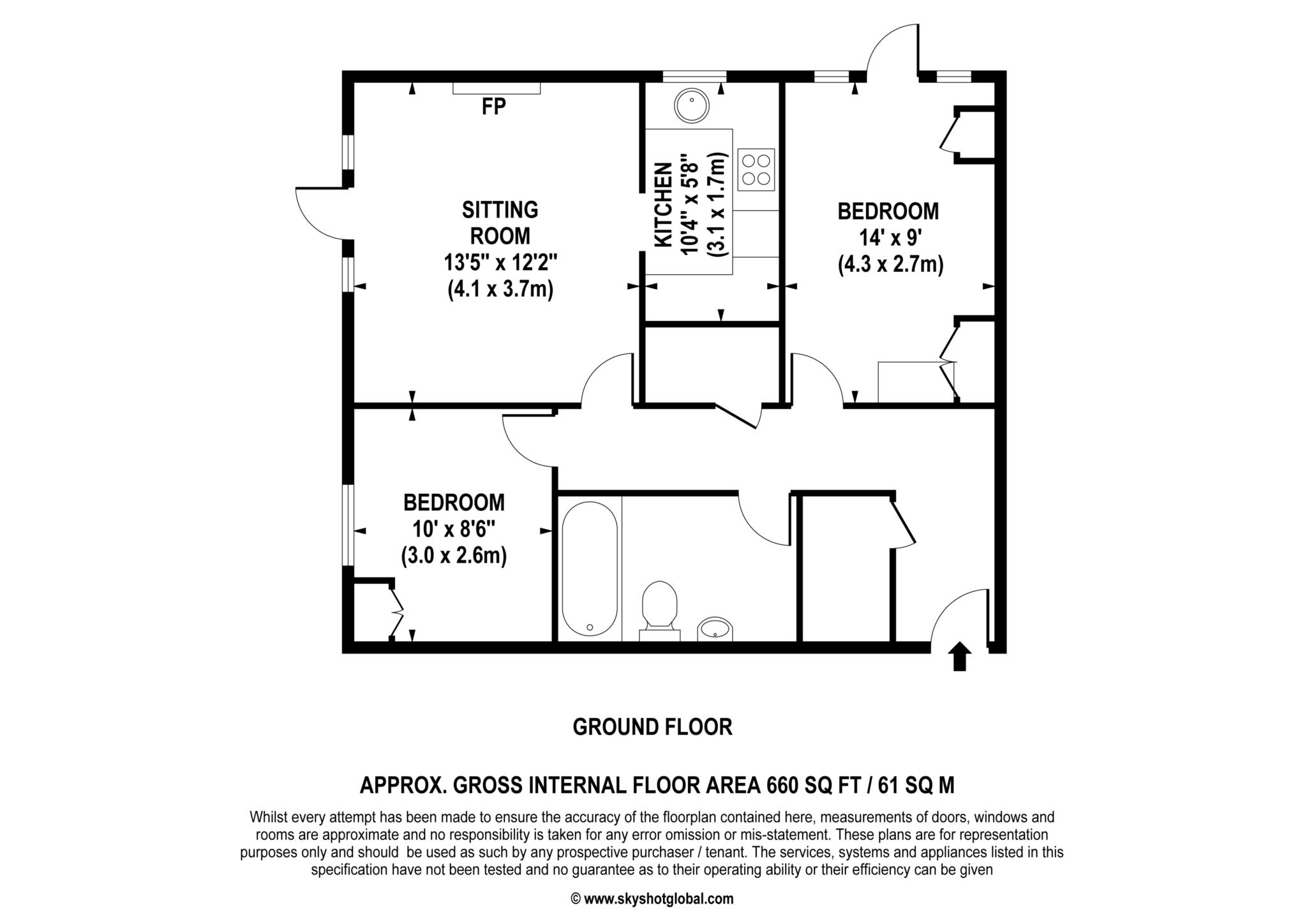 Floorplan - 2 Bedroom Apartment, Arbrook Court – Chessington