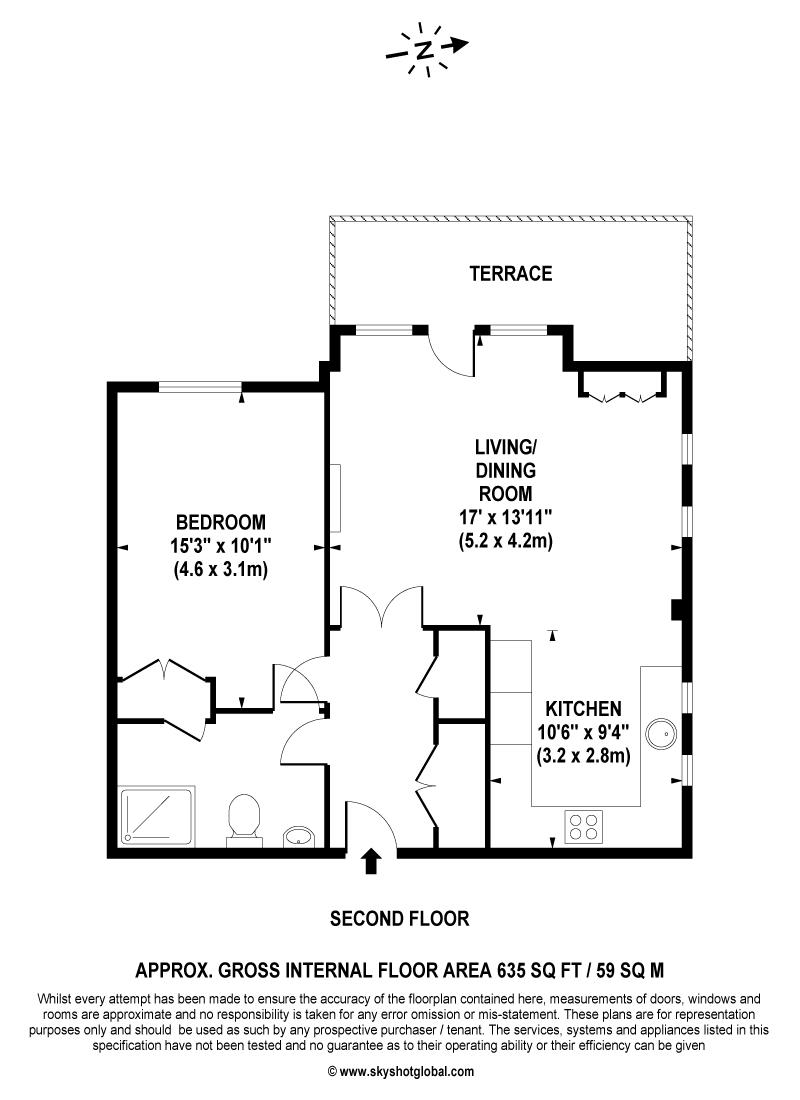 Floorplan - 1 Bedroom Apartment, Austin Place – Weybridge