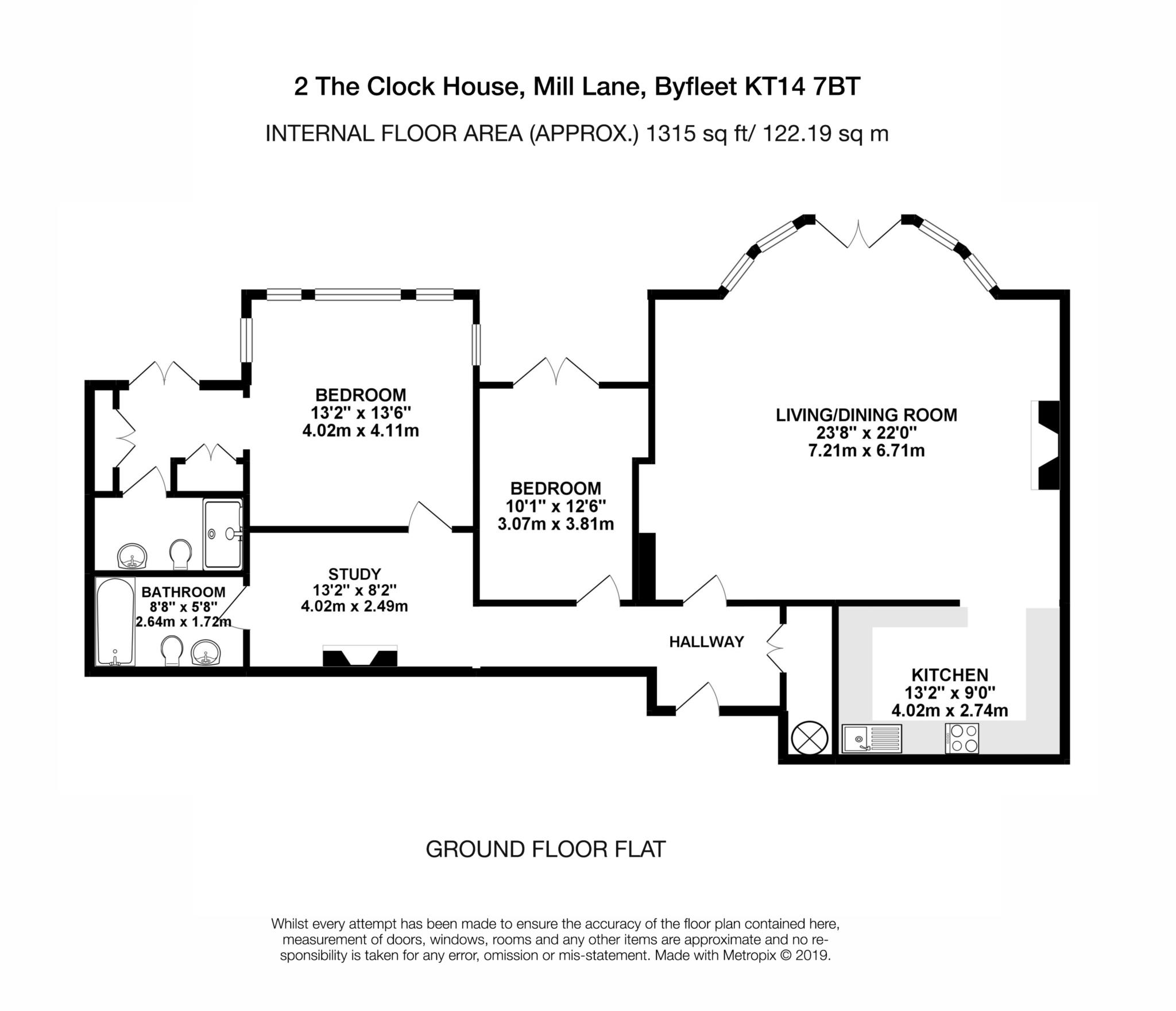 Floorplan - 2 Bedroom Apartment, The Clock House – Byfleet