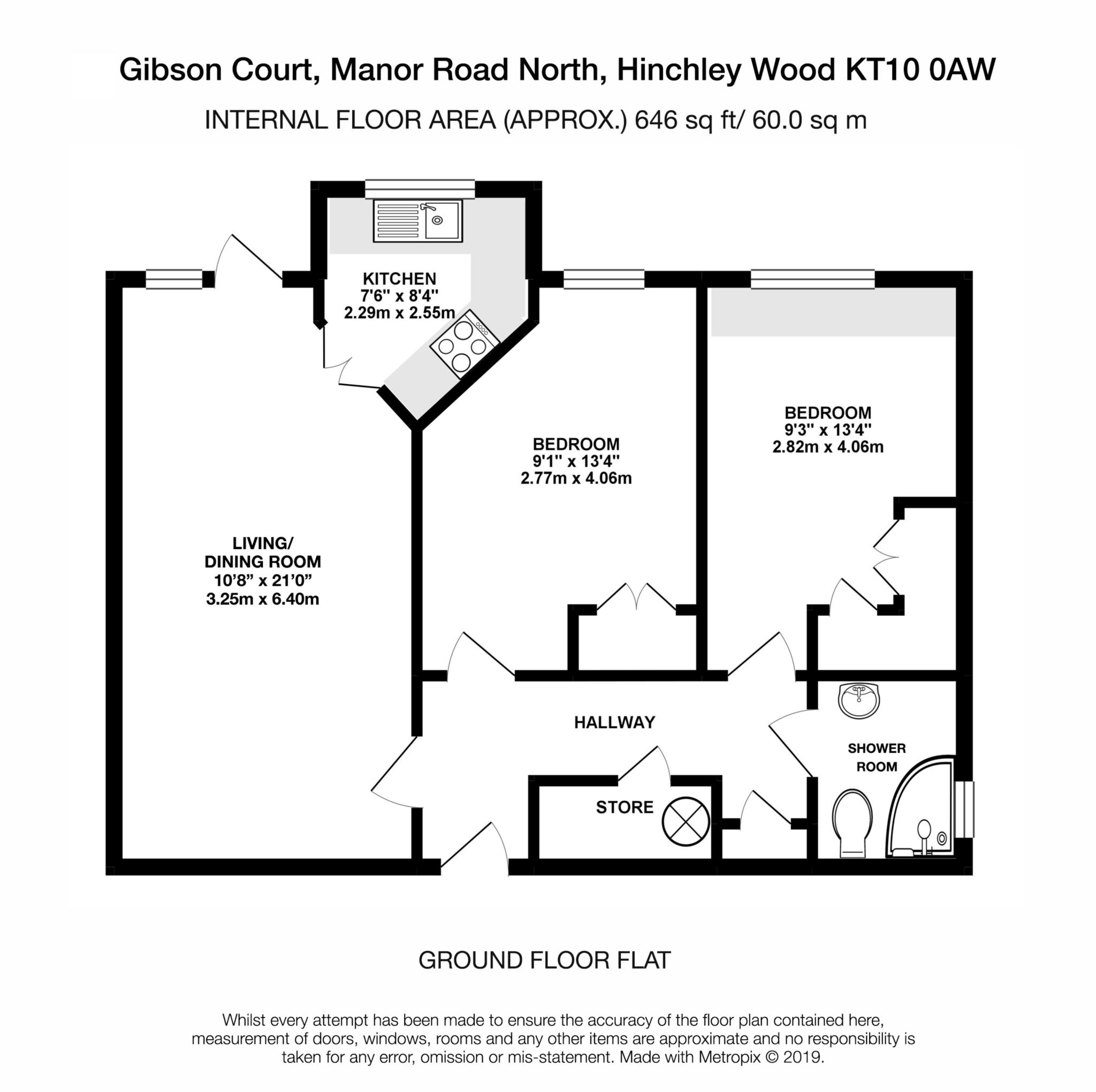 Floorplan - 2 Bedroom Apartment, Gibson Court – Hinchley Wood