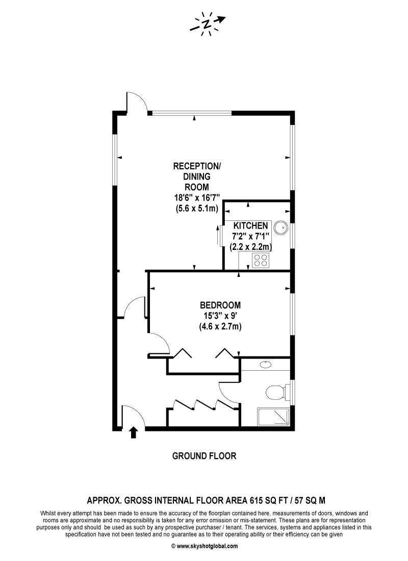 Floorplan - 1 Bedroom Apartment, Gunters Mead – Esher