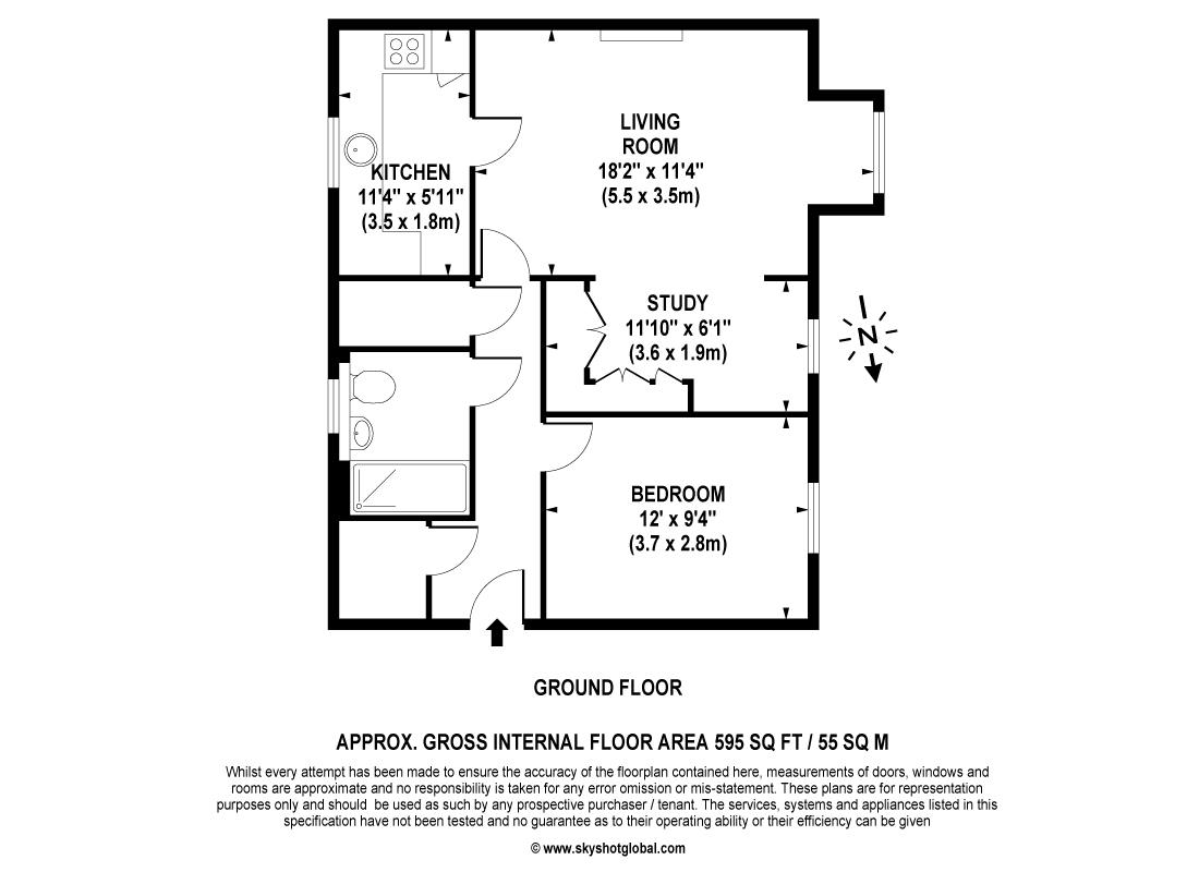 Floorplan - 2 Bedroom Apartment, Onslow Mews – Chertsey