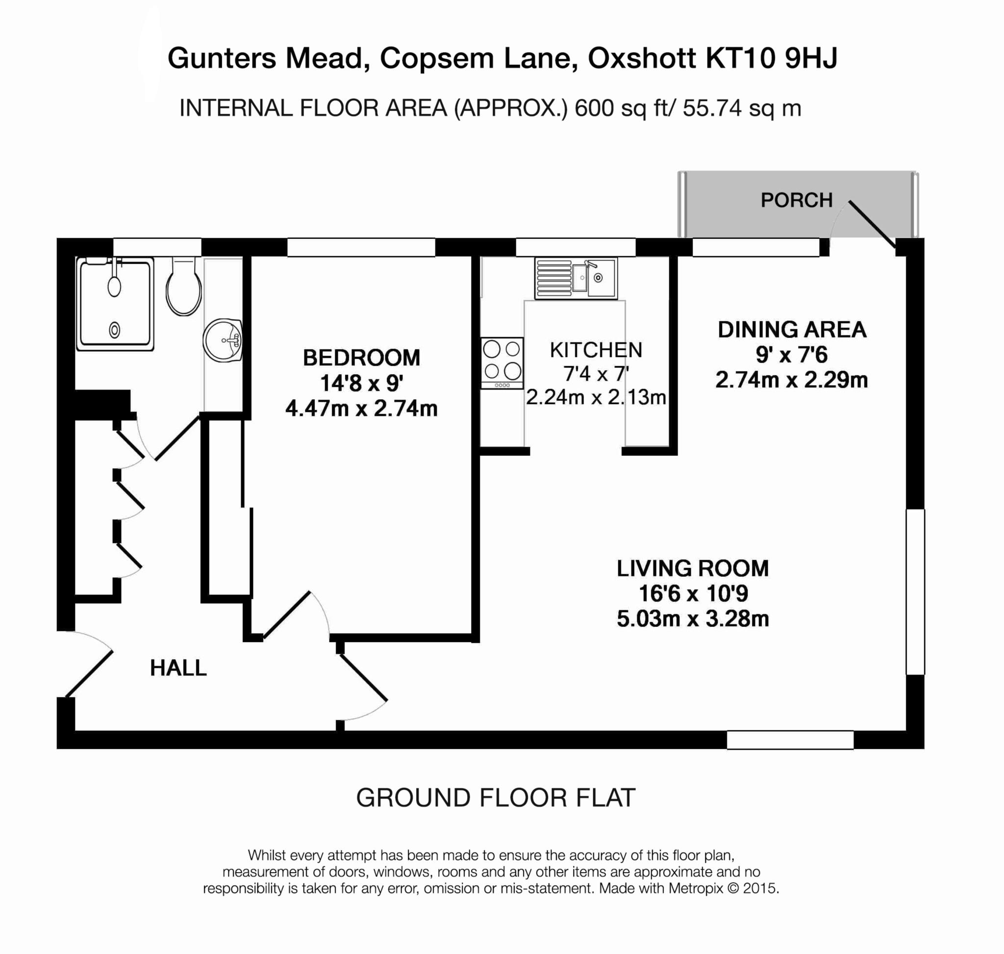 Floorplan - 1 Bedroom Apartment, Gunters Mead – Esher