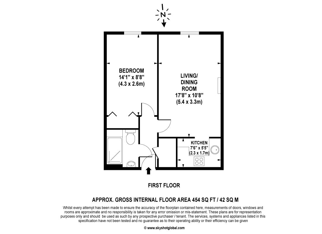 Floorplan - 1 Bedroom Apartment, Kathleen Godfree Court – Wimbledon