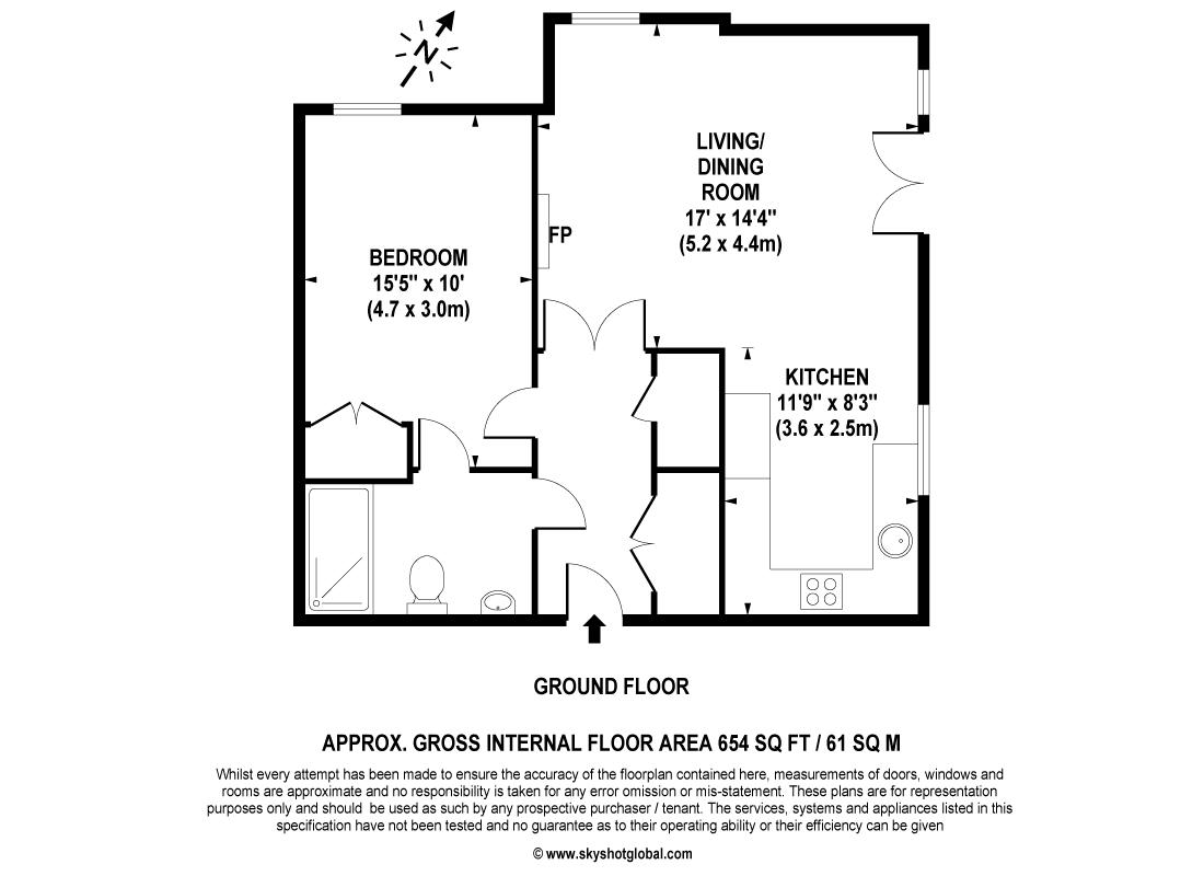 Floorplan - 1 Bedroom Apartment, Austin Place – Weybridge