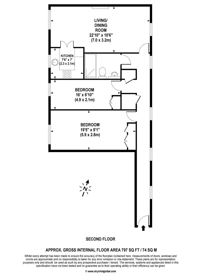 Floorplan - 2 Bedroom Apartment, Badgers Court – Epsom
