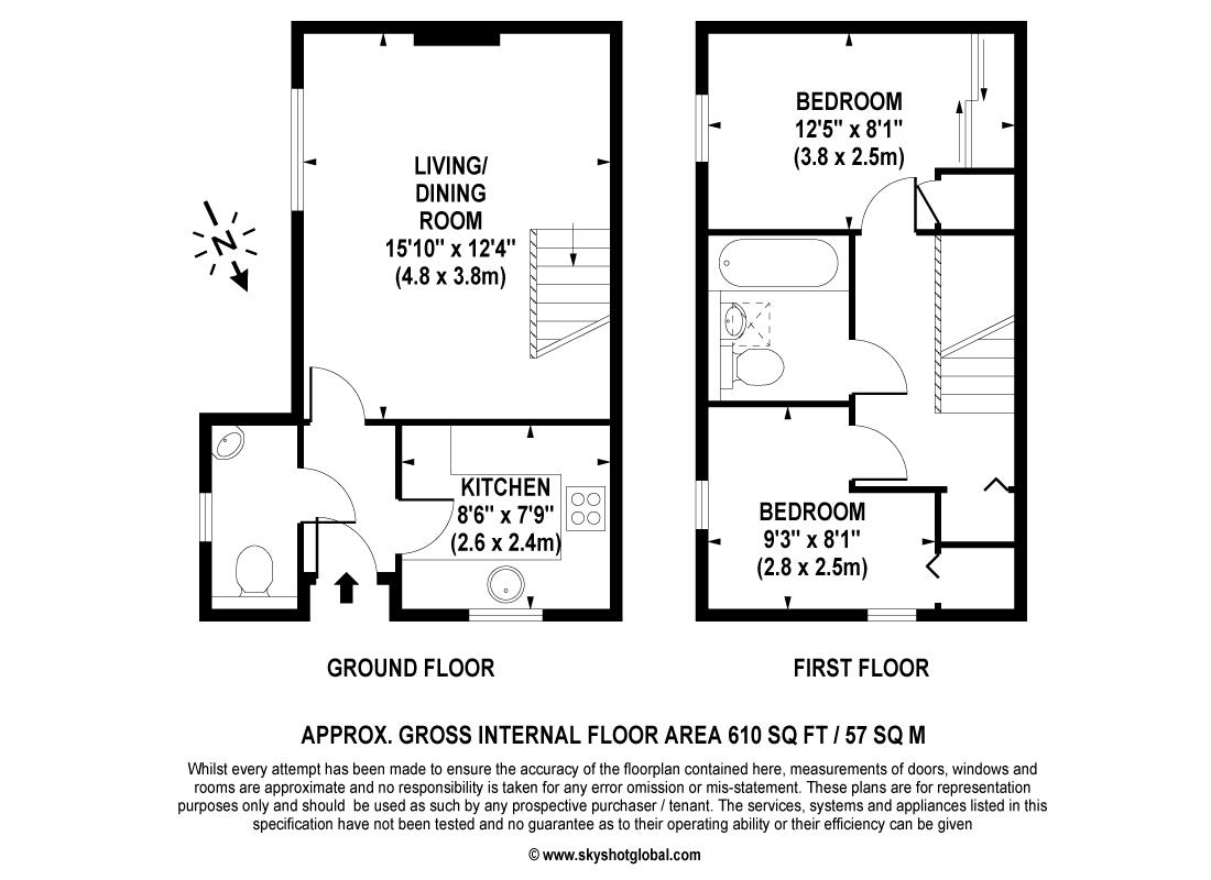 Floorplan - 2 Bedroom Flat, Onslow Mews – Chertsey