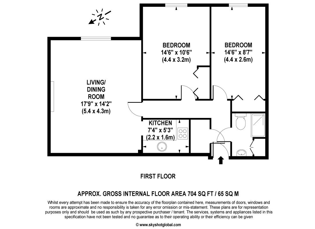 Floorplan - 2 Bedroom Apartment, Kathleen Godfree Court – Wimbledon