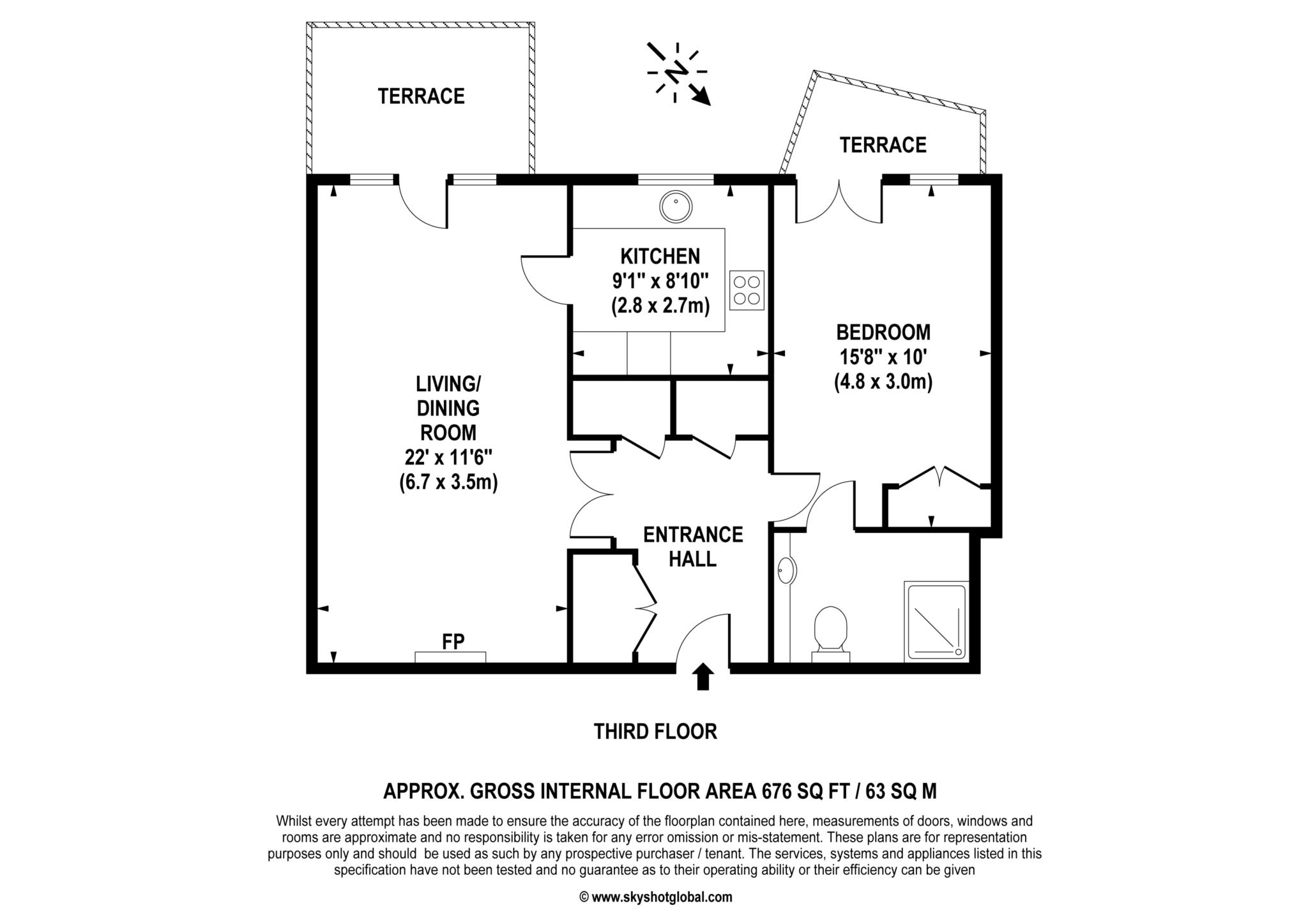 Floorplan - 1 Bedroom Apartment, Austin Place – Weybridge