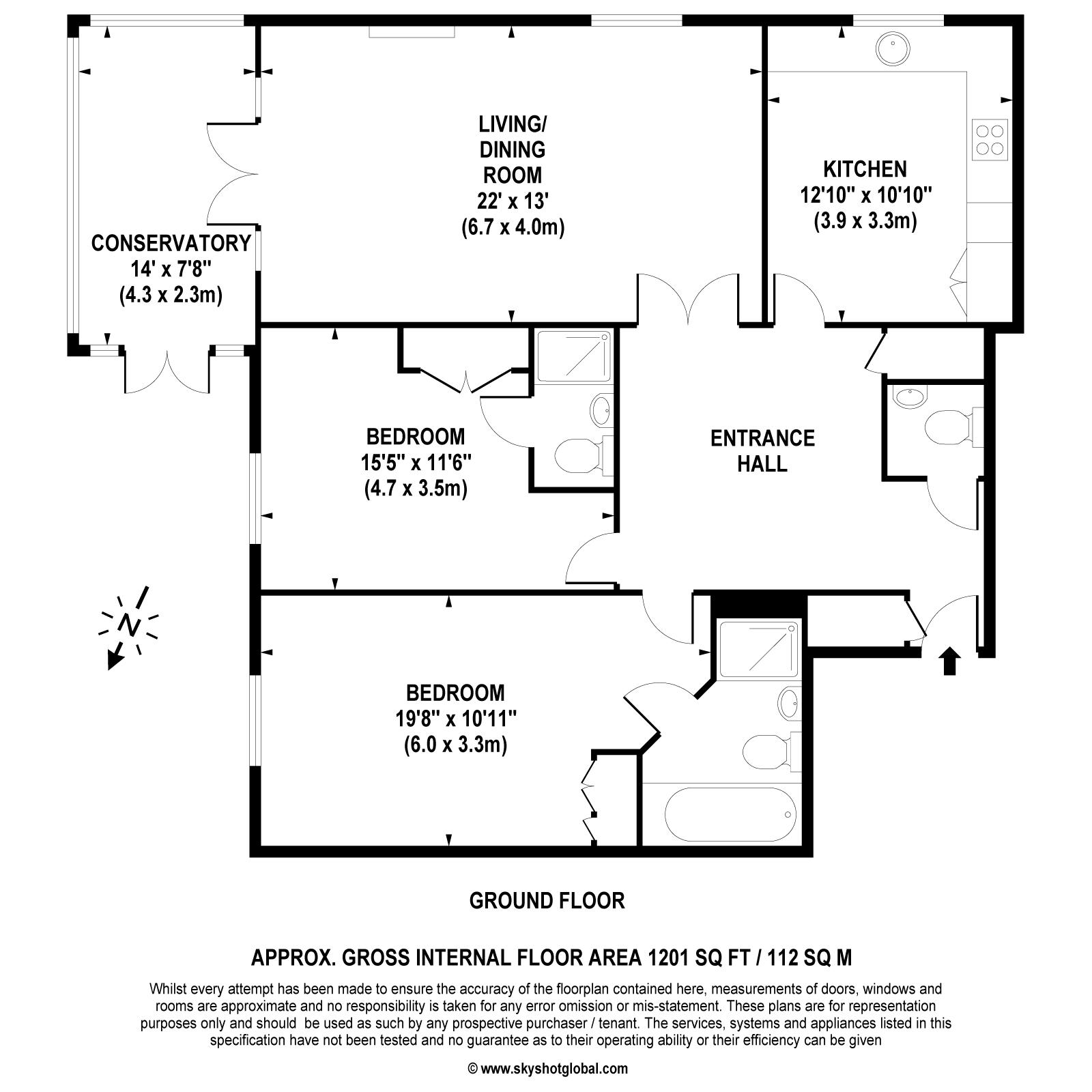 Floorplan - 2 Bedroom Apartment, Claremont Place – Claygate