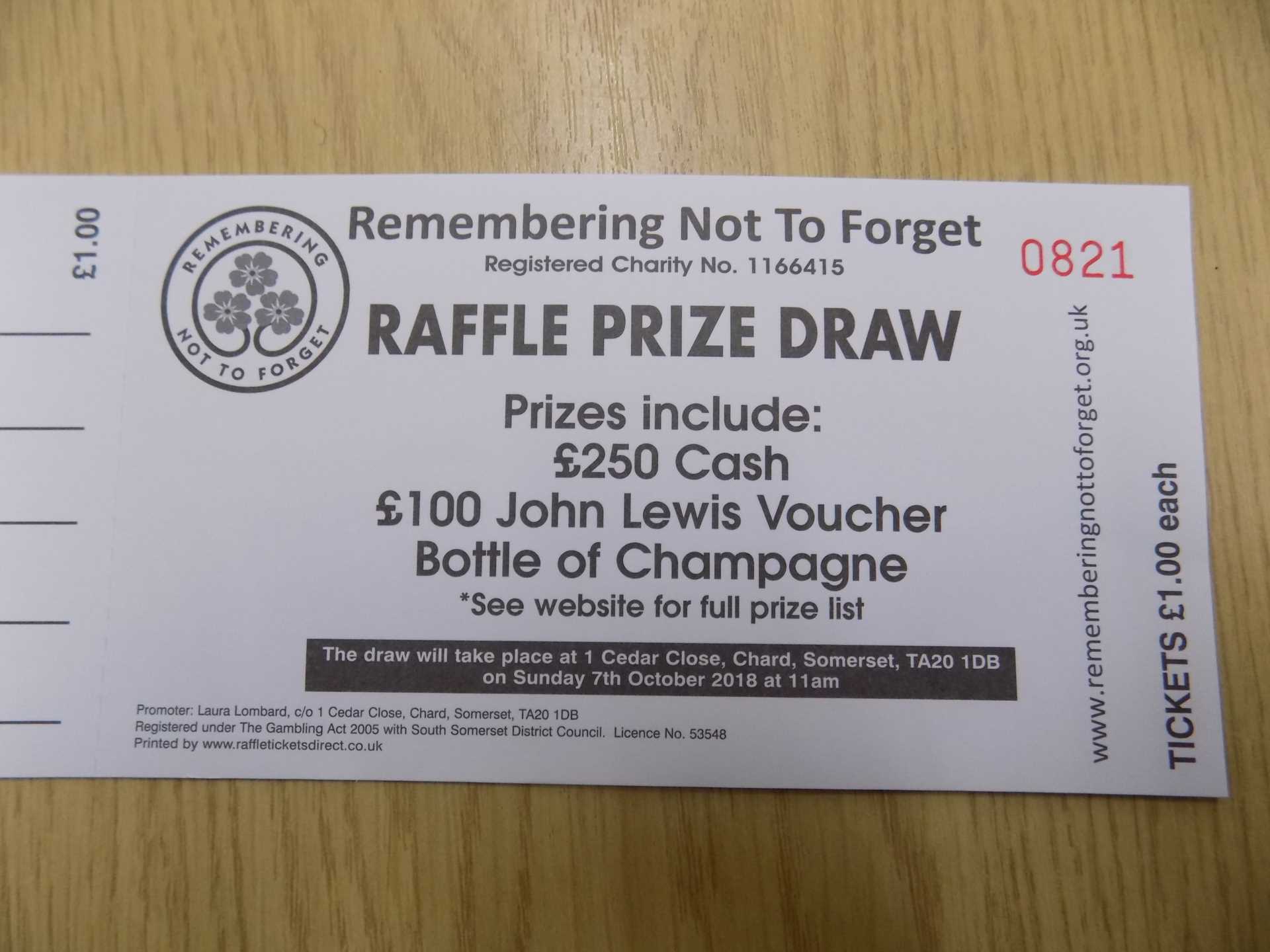 Remembering Not To Forget - Raffle Prize Draw.